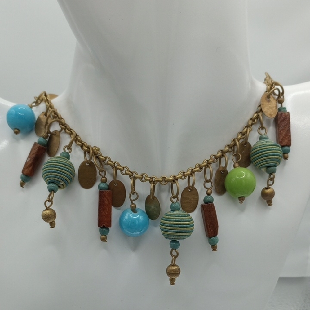 Whimsical Colorful Beaded Charm Necklace N316